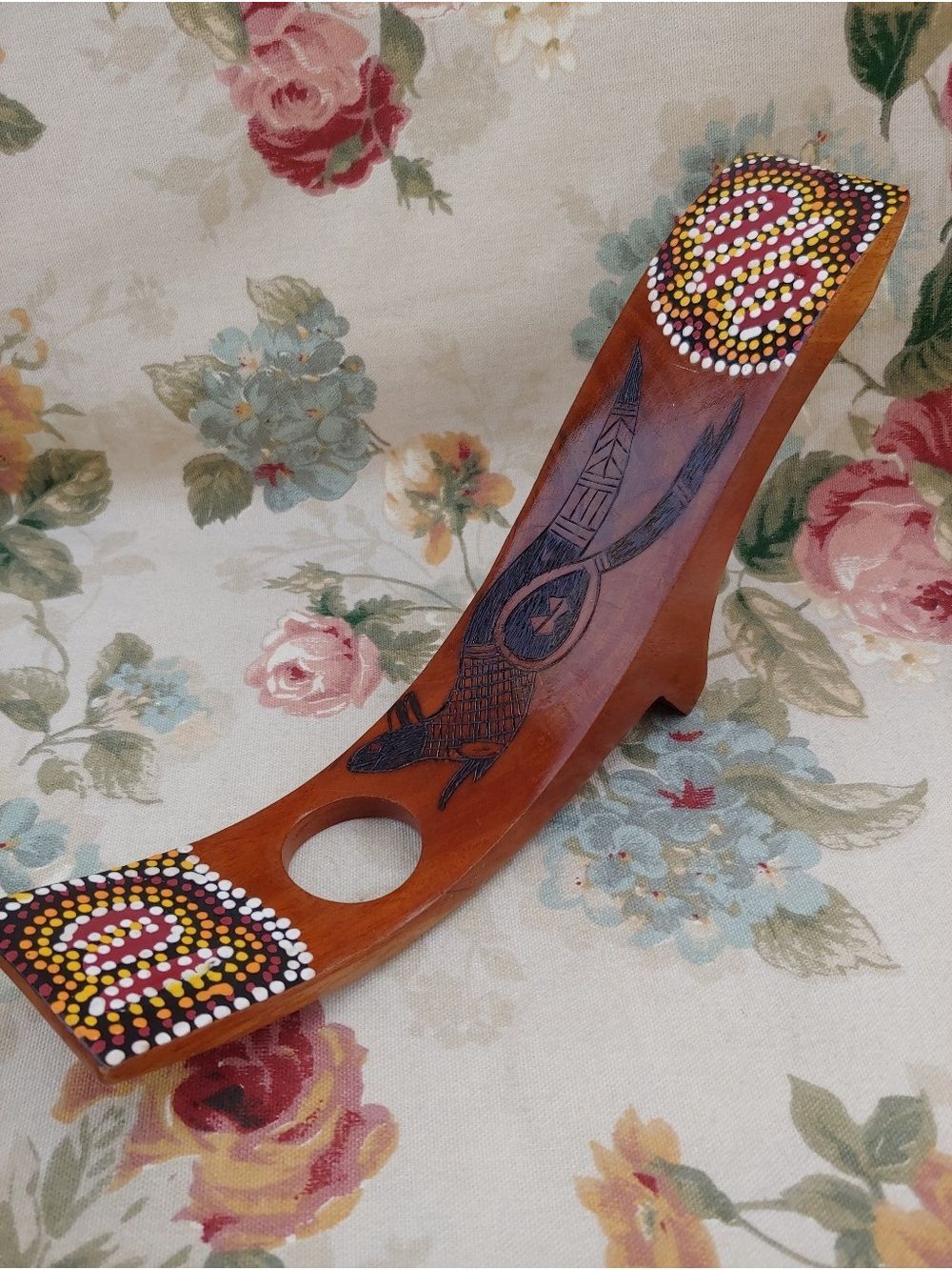 Australian Aboriginal Dot Art Handcrafted Wooden Wine Bottle Holder